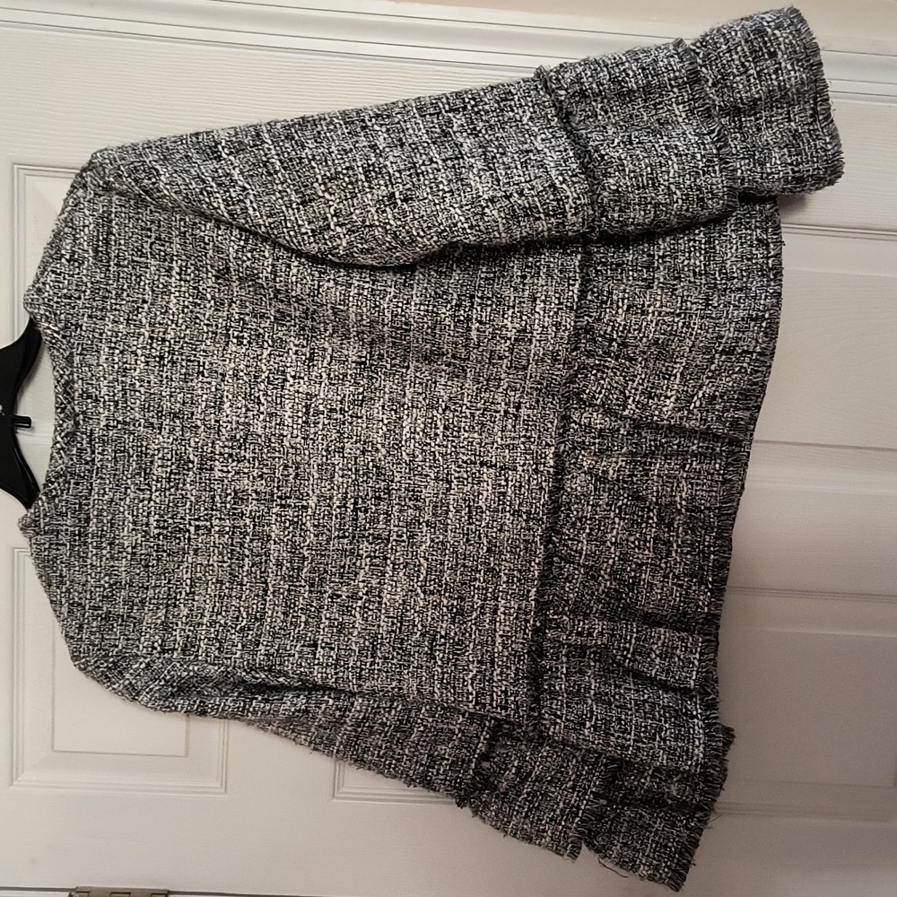 Chicos Fully Lined Tweedy Jacket With Ruffles Sle… - image 3